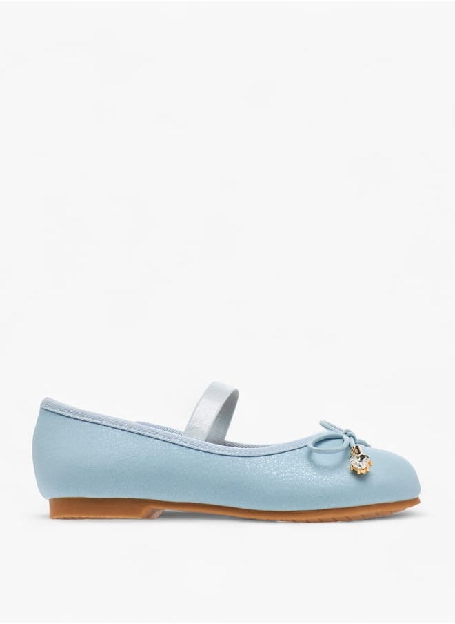 JUNIORS - Girls Bow Accent Slip-On Ballerina Shoes With Elastic Strap - Image 1