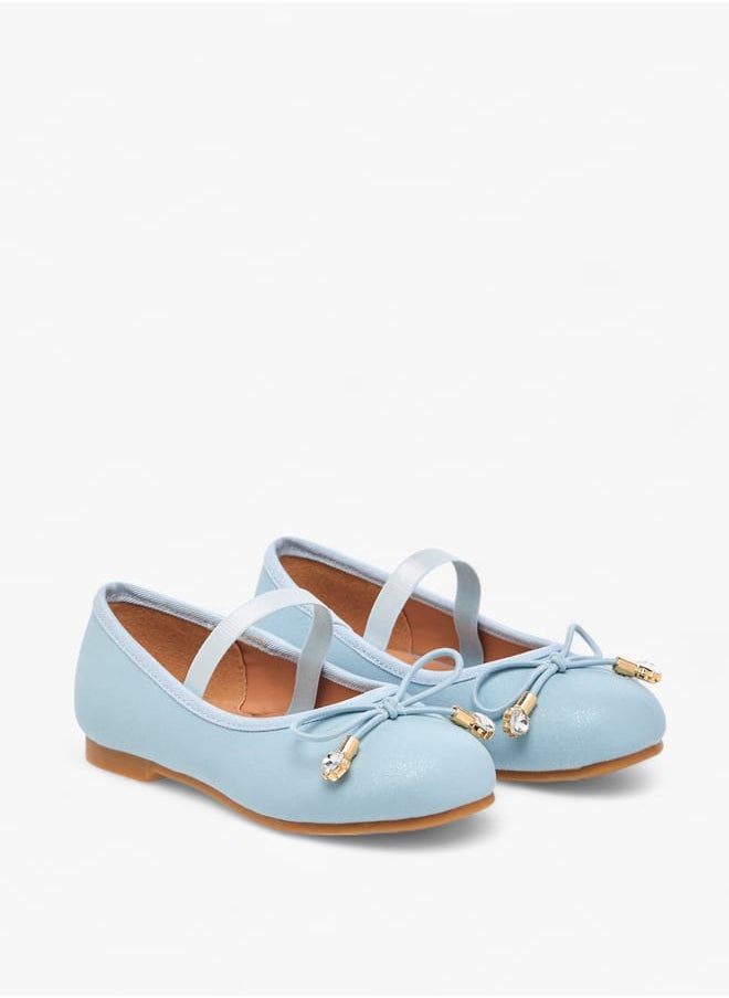 JUNIORS - Girls Bow Accent Slip-On Ballerina Shoes With Elastic Strap - Image 1
