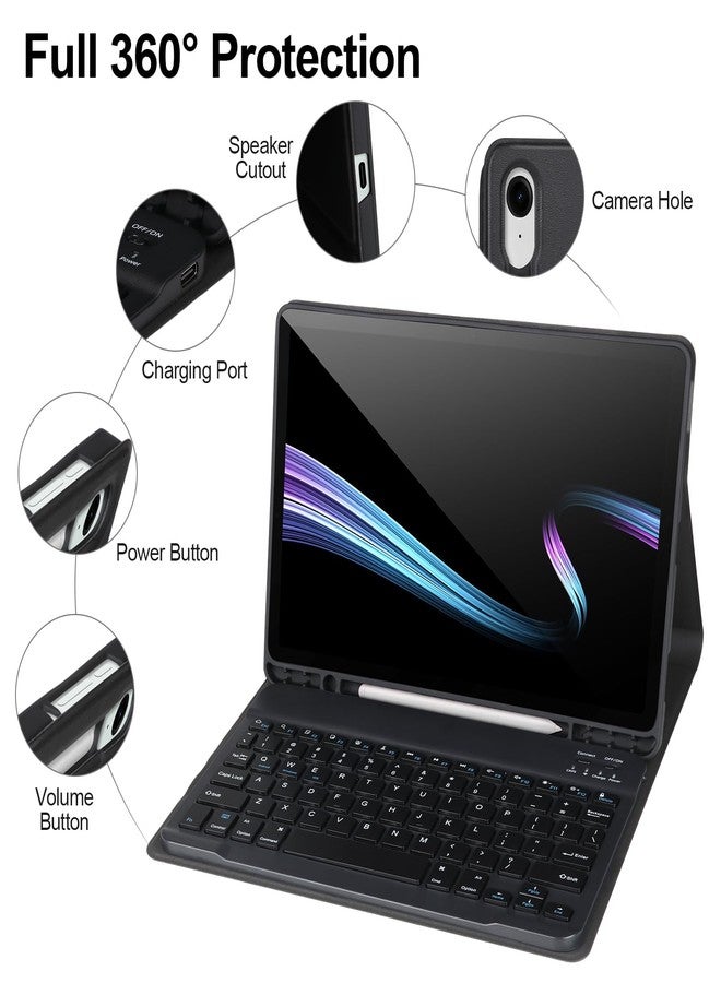 APHBZGE Keyboard Case for Samsung Galaxy Tab S9 FE 10.9"/ S9 11" 2023,Case with Keyboard for Samsung S9 FE with S Pen Holder,Detachable Wireless Bluetooth Keyboard for Galaxy S9 11" Auto Wake/Sleep,Black - Image 4