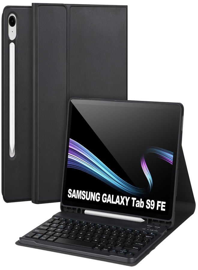 APHBZGE Keyboard Case for Samsung Galaxy Tab S9 FE 10.9"/ S9 11" 2023,Case with Keyboard for Samsung S9 FE with S Pen Holder,Detachable Wireless Bluetooth Keyboard for Galaxy S9 11" Auto Wake/Sleep,Black - Image 1