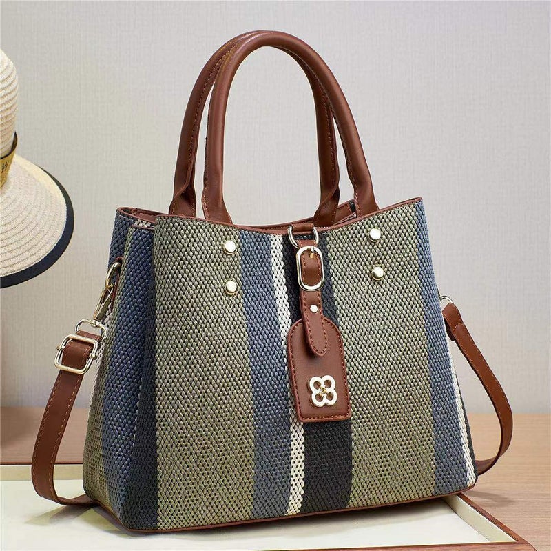 Women'S Bag 2023 New Satchel Crossbody Shoulder Bag Woven Embossed Fashion Bag Large Capacity Contrasting Color - Image 4