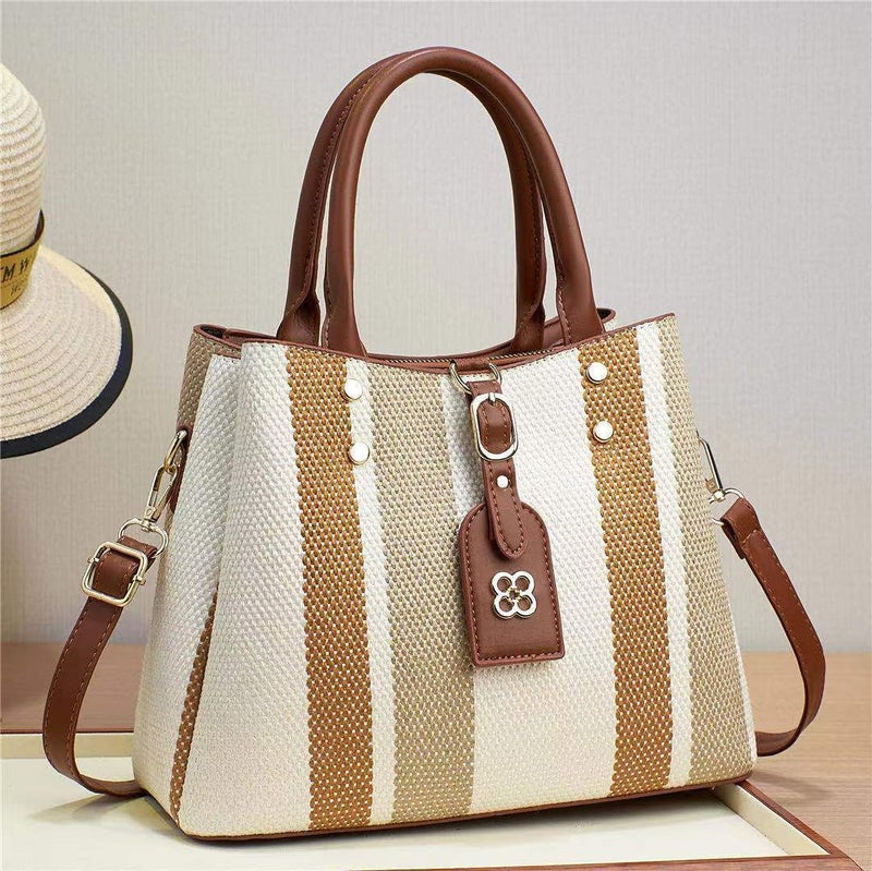 Women'S Bag 2023 New Satchel Crossbody Shoulder Bag Woven Embossed Fashion Bag Large Capacity Contrasting Color - Image 2