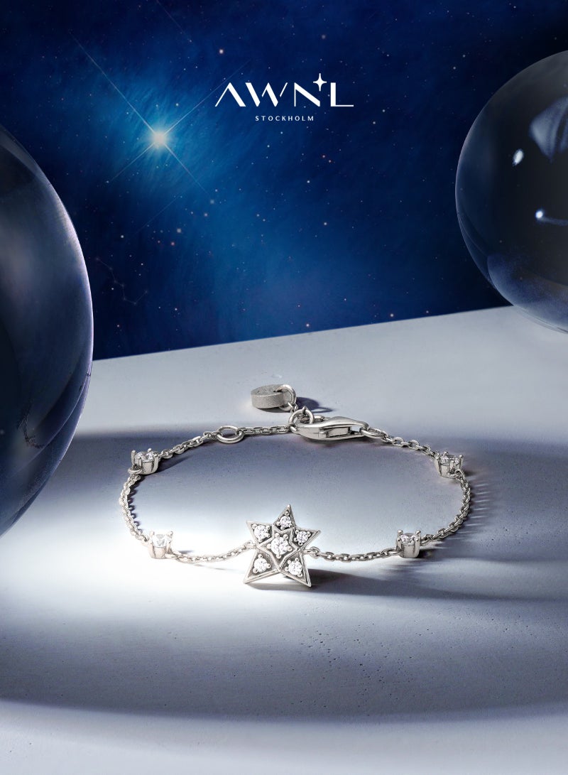 أونال سوار نسائي بسحر نجم الشمال – مرصع بألماس الزركون ومصنوع من فضة استرلينية 925 – هدية مثالية للزوجة أو الحبيبة أو الأم - Image 1