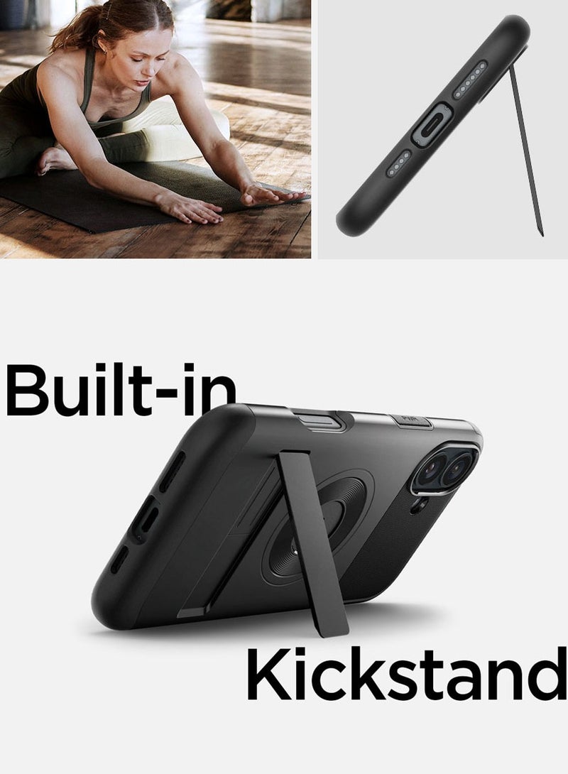 Spigen Slim Armor Magfit for iPhone 16 Case Cover MagSafe with Kickstand (2024) - Black - Image 2