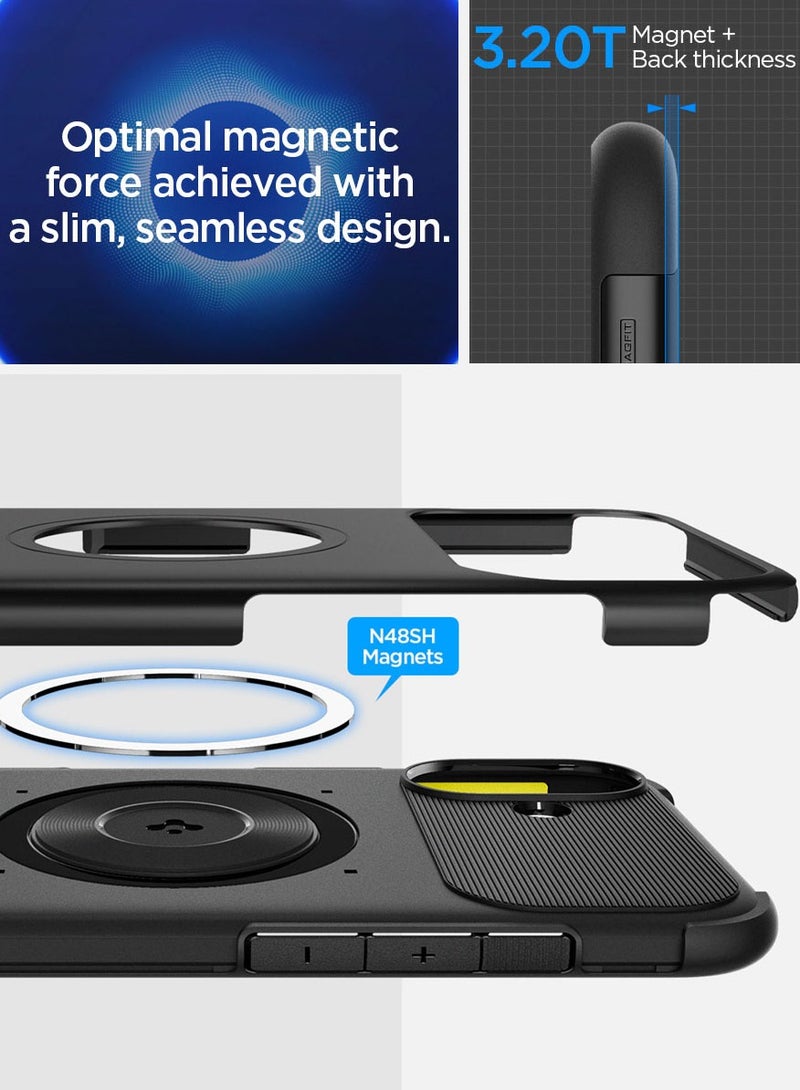 Spigen Slim Armor Magfit for iPhone 16 Case Cover MagSafe with Kickstand (2024) - Black - Image 3