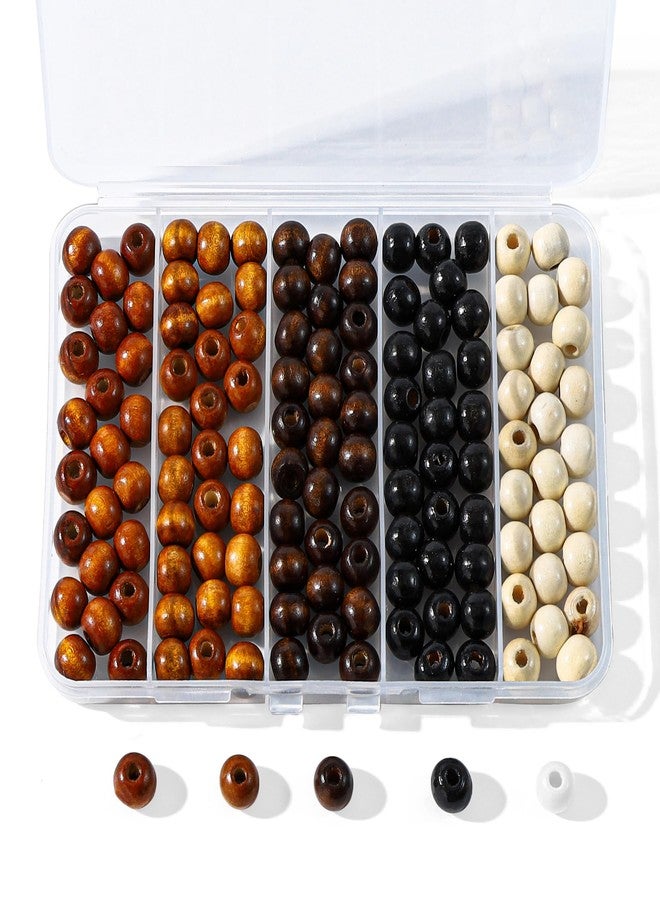Secmity 140pcs Large Hole Wooden Beads for Crafts, 5 Colors Vintage Unfinished Wood Bead 9X10mm Wooden Loose Spacer Beads for Macrame Decorations DIY Jewelry Making, Bracelets - Image 1