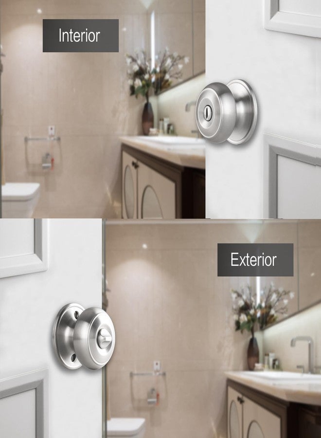 NCSEN Brushed Nickel Door Knobs Interior,Bath & Bed Privacy Door Knob, Keyless Door Lock Round Doorknobs - Image 3
