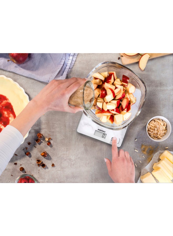 SOEHNLE Page Compact 300 Marble Pattern Digital Kitchen Scale White and Grey 2.5 x 19.2 x 23.4 cm 61516 - Image 3