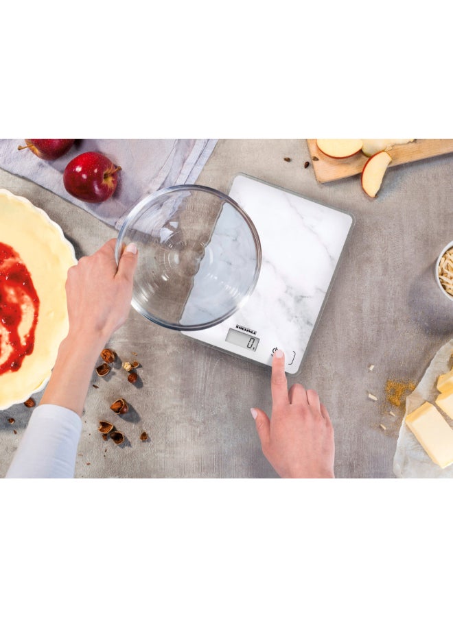 SOEHNLE Page Compact 300 Marble Pattern Digital Kitchen Scale White and Grey 2.5 x 19.2 x 23.4 cm 61516 - Image 2