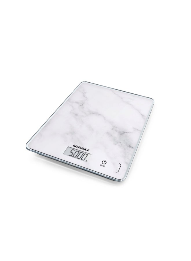 SOEHNLE Page Compact 300 Marble Pattern Digital Kitchen Scale White and Grey 2.5 x 19.2 x 23.4 cm 61516 - Image 1