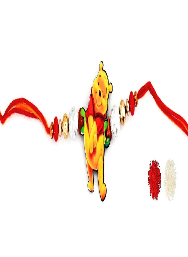 VR CREATIVES Kids Pooh Rakhi with Roli Chawal Set - Image 3