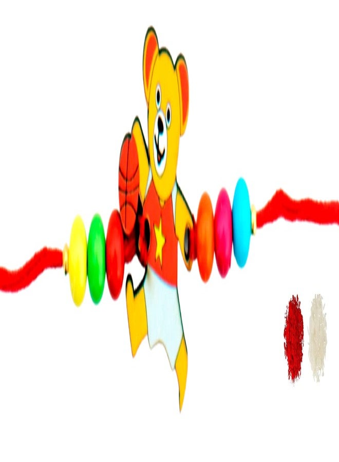 VR CREATIVES Kids Pooh Rakhi with Roli Chawal Set - Image 1