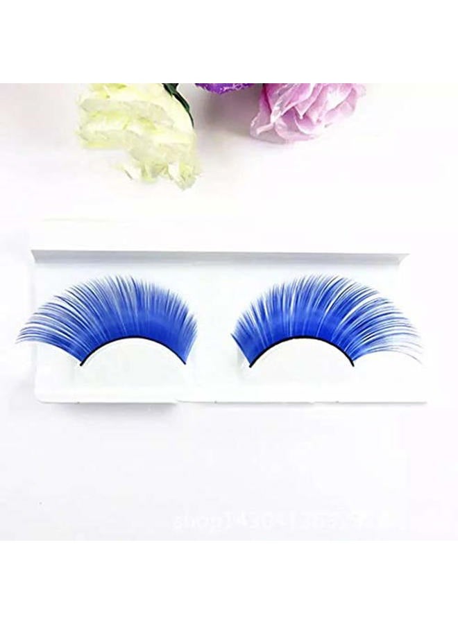 Alluring Synthetick Mink Lashes Reusable Strip False Eyelashes Hand-made Cat-Eye, Fun Color Lashes - BLUE - Image 1