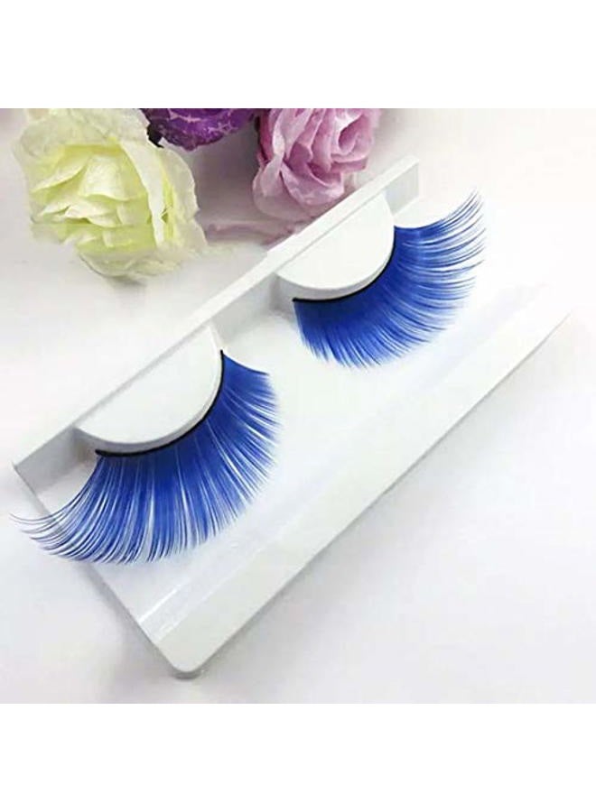 Alluring Synthetick Mink Lashes Reusable Strip False Eyelashes Hand-made Cat-Eye, Fun Color Lashes - BLUE - Image 2