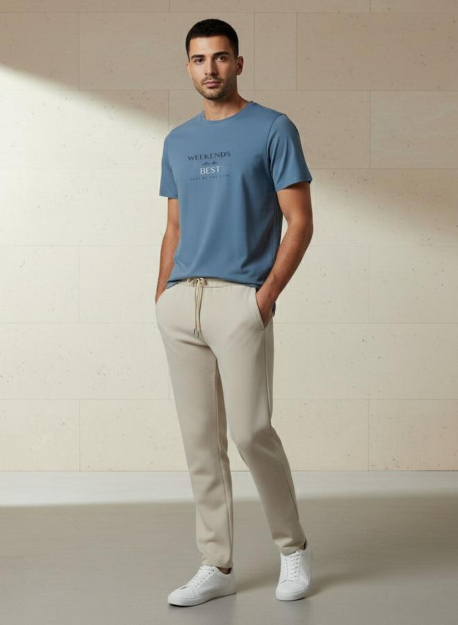 Iconic Men Slim Fit Round Neck Short Sleeve Slogan Print T shirt - Image 2
