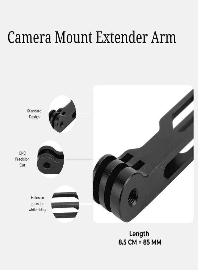 YELLOWFIN Aluminium Alloy Extension Arm Rod for GoPro and DJI Osmo Action Camera - CNC Extension Handle Bracket and Metal Pole Mount for Hero 12/11/10/9/8/7/6/5, Helmet Stick (8.5 CM, Black) - Image 5
