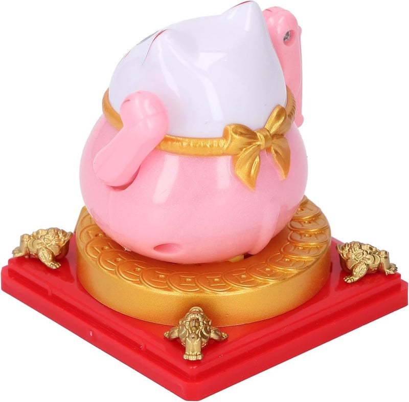 ZJchao Solar Powered Cute Waving Cat for Fortune Money Good Luck Fengshui Lucky Cat Swinging Arm for Home Car Office Decor (L) - Image 3