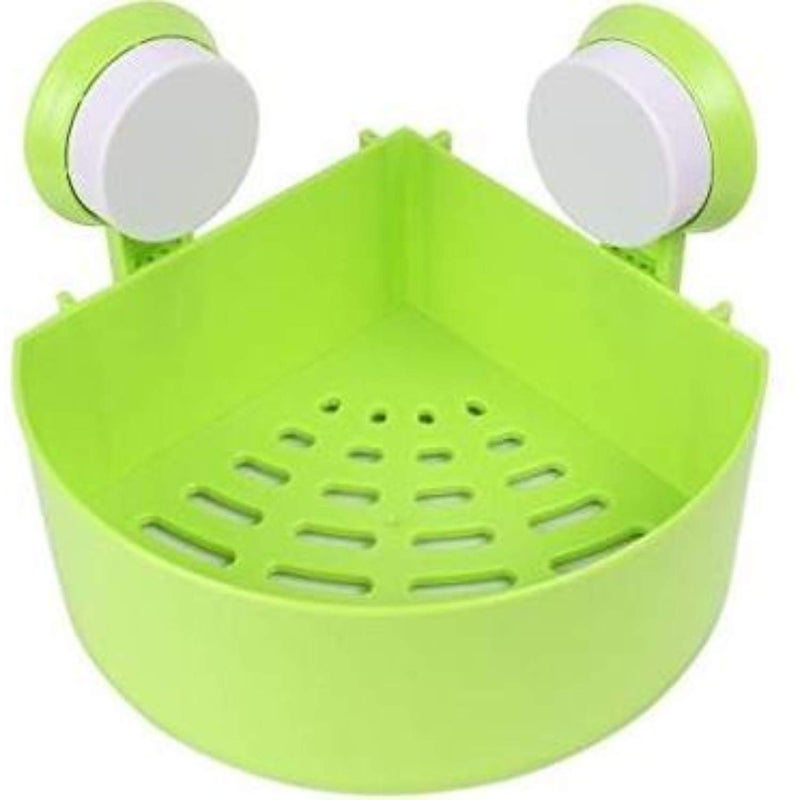 Naivete New Plastic Interdesign Bathroom Kitchen Storage Organize Shelf Rack Triangle Shower Corner Caddy Basket with Wall Mounted Suction Cup (Set of 2)