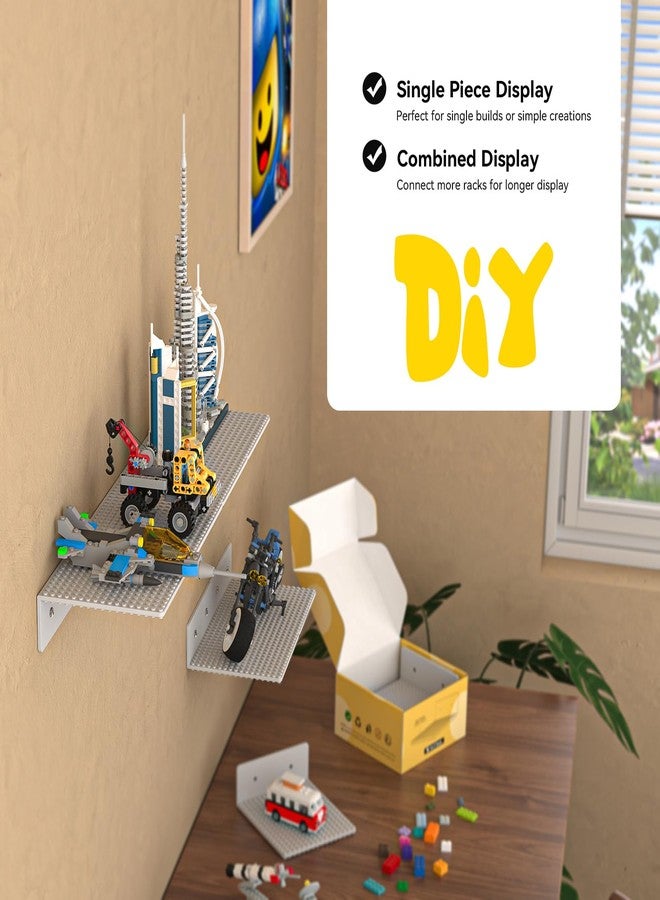 BlissBox 6-Pack Floating Shelves for Wall Compatible with Lego Building Bricks, 5x5.5inch Dual‑Sided 16x17 Studs for Toy Brick Storage and Display, ABS Display Shelves for Room Decor, Gray - Image 4