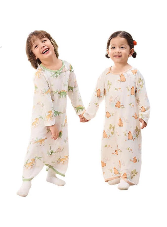 Ibaby Children'S Sleep Gown Boys And Girls Pajamas Spring And Autumn Long Sleeve Jumpsuit Big Kids Home Wear Ice Lake Swan 110 - Image 2