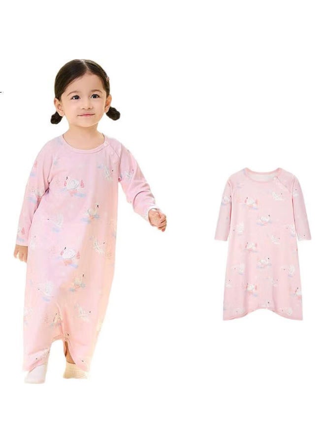 Ibaby Children'S Sleep Gown Boys And Girls Pajamas Spring And Autumn Long Sleeve Jumpsuit Big Kids Home Wear Ice Lake Swan 110 - Image 3