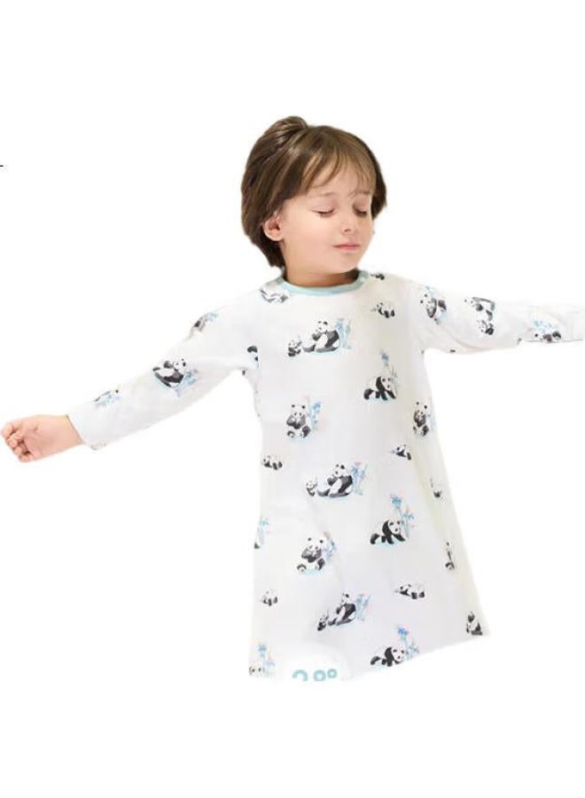 Ibaby Children'S Sleep Gown Boys And Girls Pajamas Spring And Autumn Long Sleeve Jumpsuit Big Kids Home Wear Ice Lake Swan 110 - Image 1