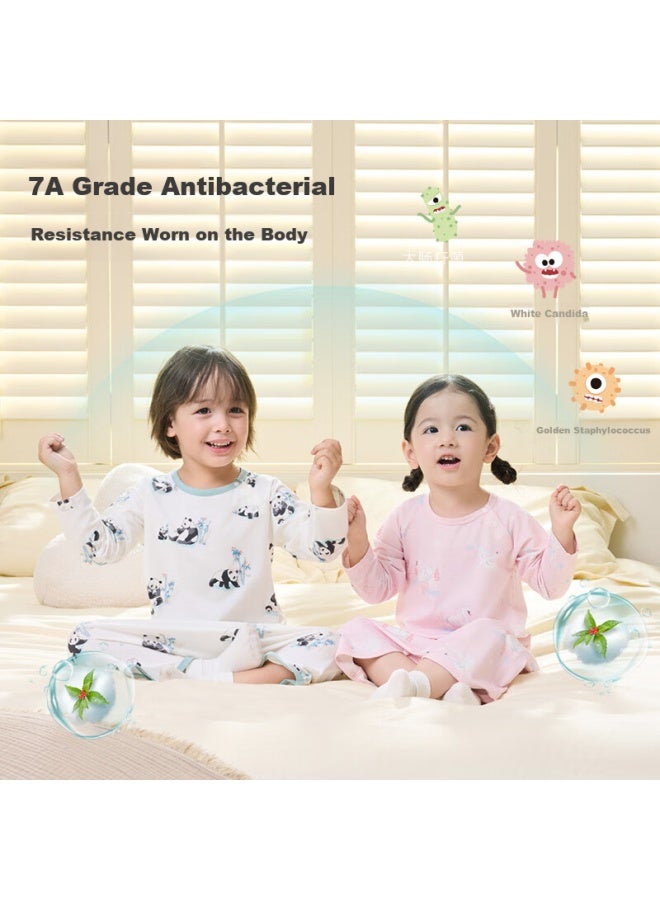 Ibaby Children's Sleep Gown Boys And Girls Pajamas Spring And Autumn Long Sleeve Jumpsuit Big Kids Home Wear Ice Lake Swan 110 - Image 5