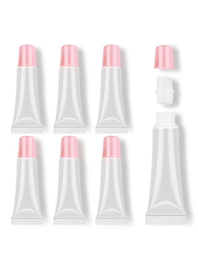 اموريكس أنابيب ملمع الشفاه من AMORIX، 6 قطع، سعة 10 مل، عبوات بلسم الشفاه الفارغة الشفافة مع غطاء وردي، أنابيب ضغط تجميلية ناعمة قابلة لإعادة التعبئة لقاعدة ملمع الشفاه ومسحوق الصبغة اللامع. - Image 1
