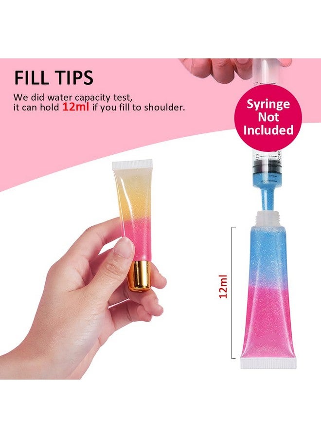 اموريكس أنابيب ملمع الشفاه من AMORIX، 6 قطع، سعة 10 مل، عبوات بلسم الشفاه الفارغة الشفافة مع غطاء وردي، أنابيب ضغط تجميلية ناعمة قابلة لإعادة التعبئة لقاعدة ملمع الشفاه ومسحوق الصبغة اللامع. - Image 4