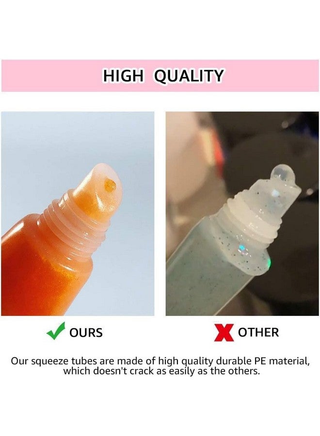 اموريكس أنابيب ملمع الشفاه من AMORIX، 6 قطع، سعة 10 مل، عبوات بلسم الشفاه الفارغة الشفافة مع غطاء وردي، أنابيب ضغط تجميلية ناعمة قابلة لإعادة التعبئة لقاعدة ملمع الشفاه ومسحوق الصبغة اللامع. - Image 5