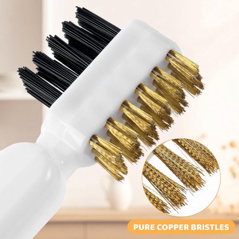 Clofiak Kitchen Cleaning Scrub Brush, 4-in-1 Deep Gas Stove Top Cleaner With Brass Wire Brush, Stiff Bristles & Cooktop Scrape, Range Hood Grease Grime Rust Cleaner for Pot Pan Household Cleaning Tool - Image 4