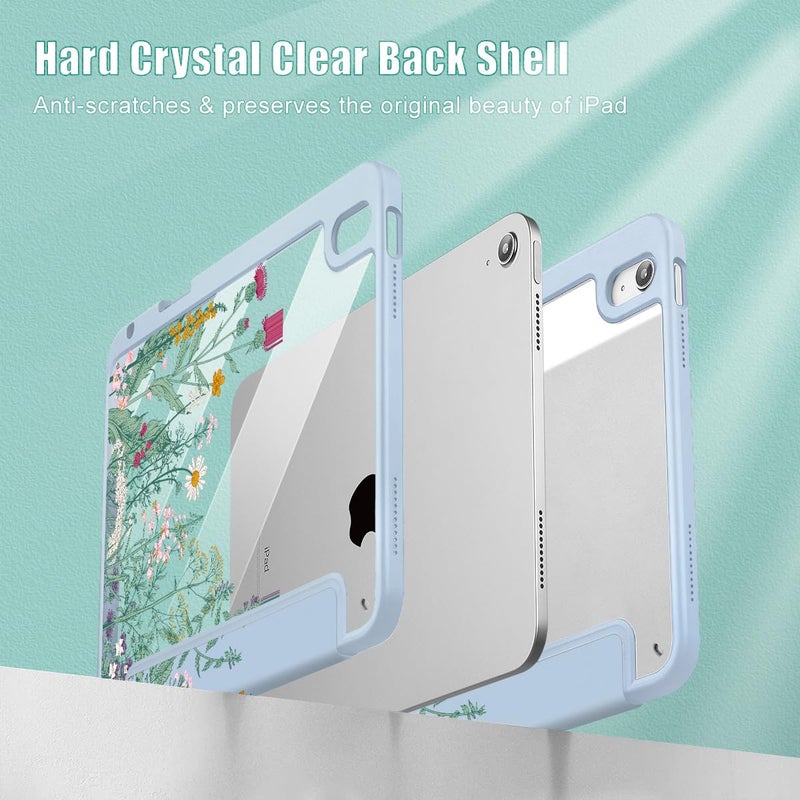 May Chen for iPad (A16) 11th Generation Case 11 Inch 2025, iPad 10th Gen Case 2022 10.9 inch, Built-in Pencil Holder with Shockproof Cover Clear Transparent Back Shell Auto Wake/Sleep, Herbs Flowers - Image 4