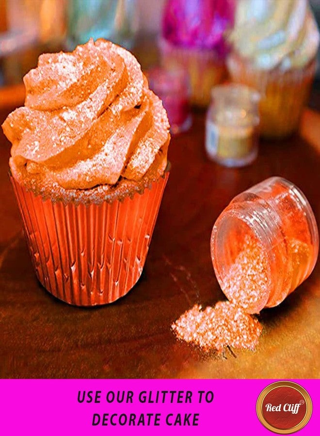 RED CLIFF Premium Edible Glitter - ORANGE | Metallic Glitter Ideal for Cake Icing Decoration & Garnishing | 9g | (Orange | 9g |) - Image 2