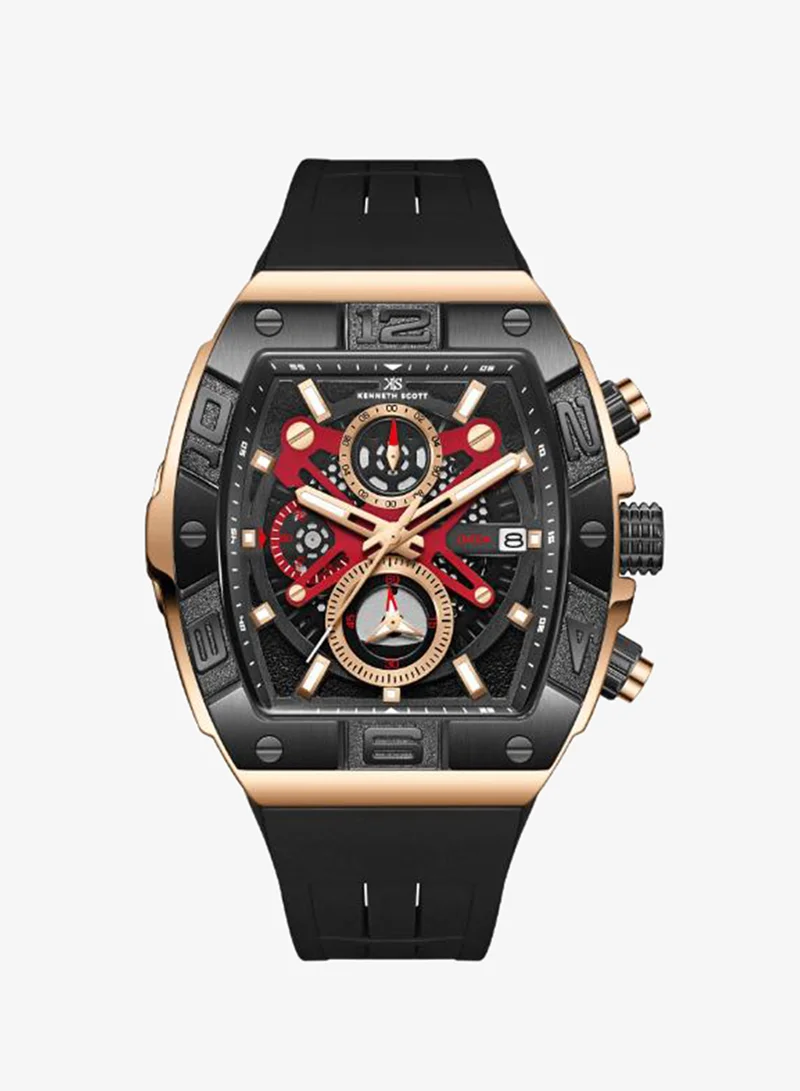 KENNETH SCOTT Kenneth Scott Men's Chronograph  Black  Dial Watch - K26102-BSBB