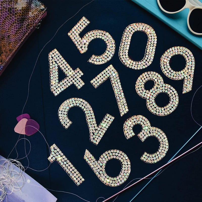 Locacrystal 40Pcs Bling Rhinestone Numbers Self-Adhesive Glitter Number Stickers for Mailbox Cars Doors Crafts 0-9 DIY Crystal Iron-on Numbers Patches for Clothing(Crystal AB,1.57") - Image 5