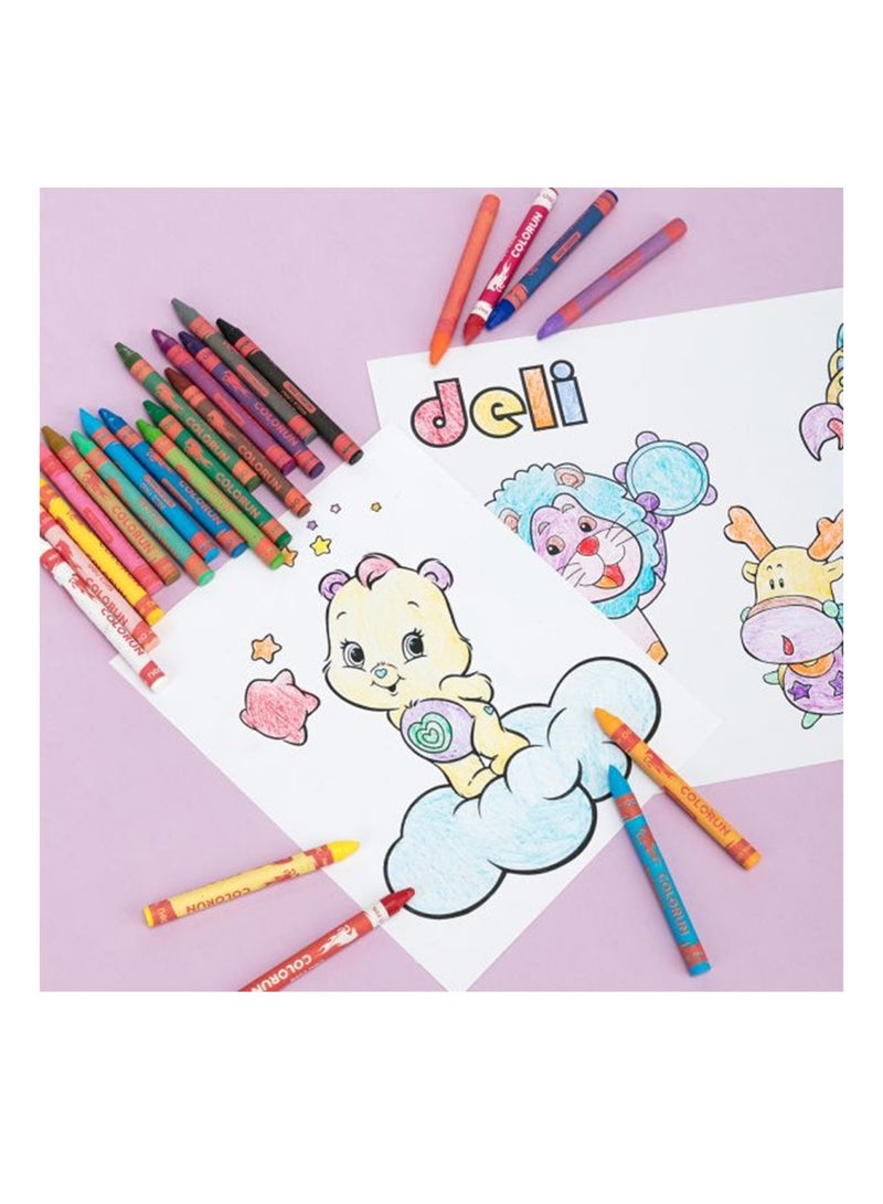 Deli مجموعة أقلام شمعية ملونة من 12 قطعة مع أسطوانة دائرية - Image 3