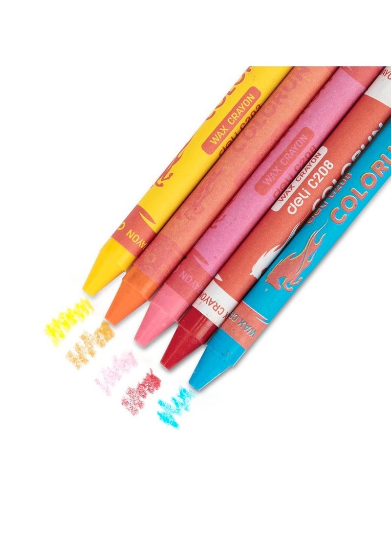 Deli مجموعة أقلام شمعية ملونة من 12 قطعة مع أسطوانة دائرية - Image 2