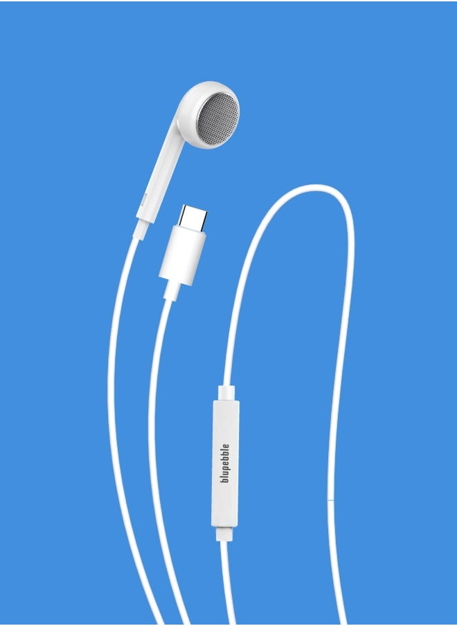 blupebble Mono & Stereo Type-C Earphone | 1.2m Wired USB-C In-Ear Headset with Mic for Android, Tablets & Laptops – Noise Isolation, Clear Calls, Lightweight Design  - Image 4