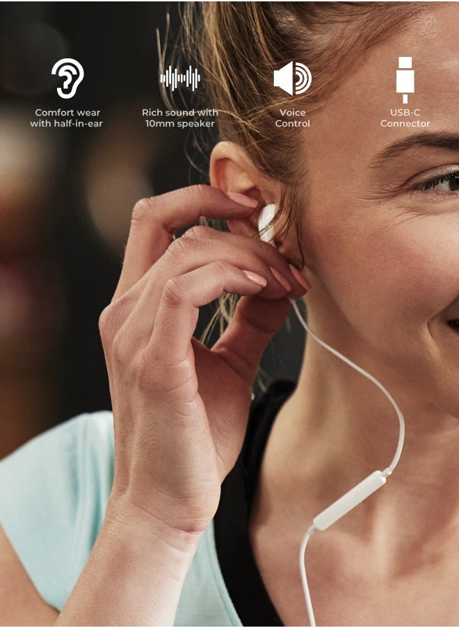 blupebble Mono & Stereo Type-C Earphone | 1.2m Wired USB-C In-Ear Headset with Mic for Android, Tablets & Laptops – Noise Isolation, Clear Calls, Lightweight Design  - Image 3