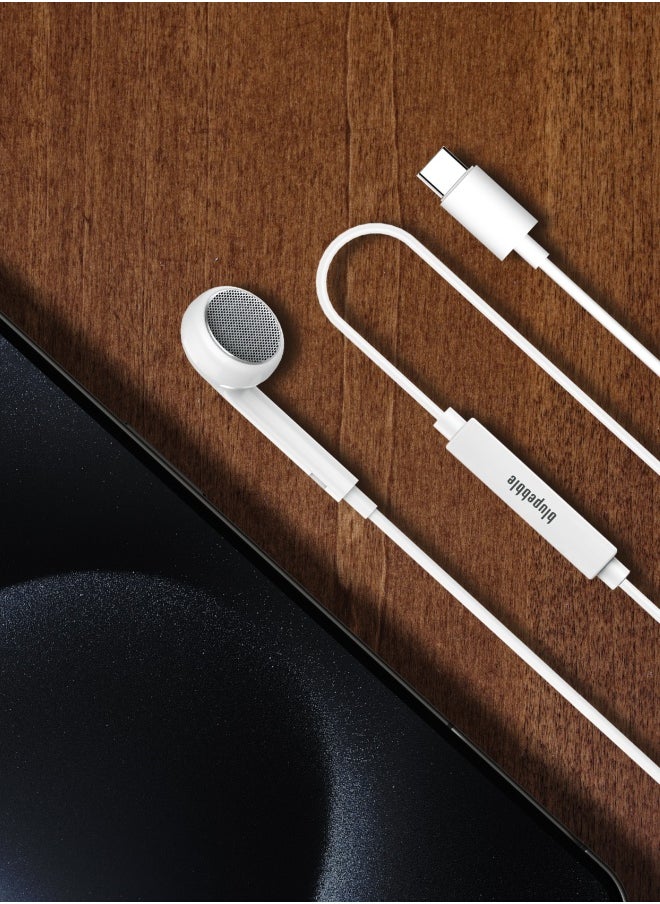 blupebble Mono & Stereo Type-C Earphone | 1.2m Wired USB-C In-Ear Headset with Mic for Android, Tablets & Laptops – Noise Isolation, Clear Calls, Lightweight Design  - Image 2