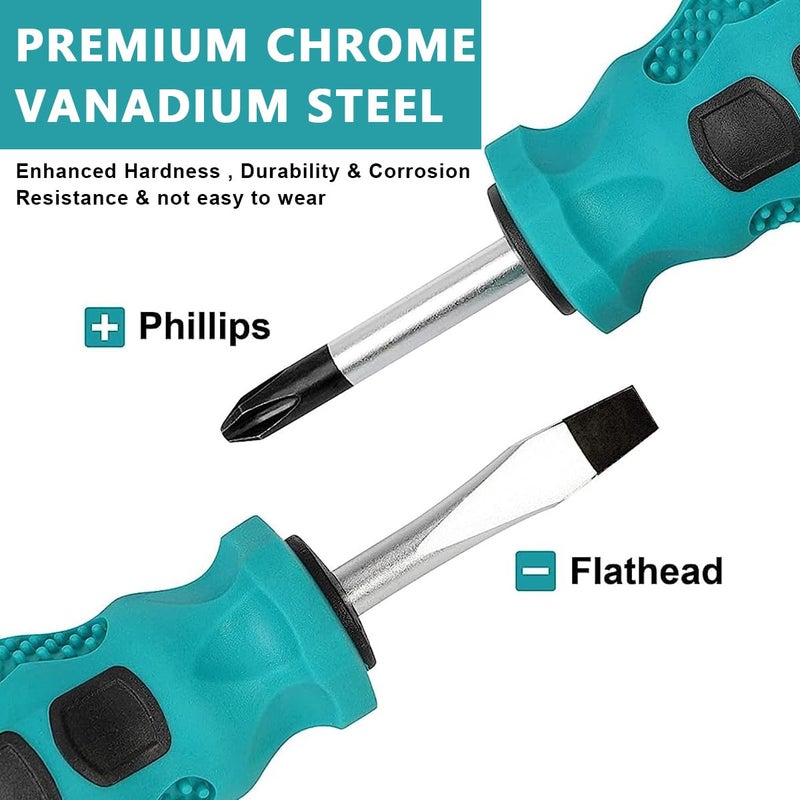 Serplex 10Pcs Screwdriver Set Heavy Duty Magnetic Screwdriver With 5 Flat 5 Cross Head Screwdriver Durable Screwdriver Hand Tools Set With Tool Box 5 Size Blue - Image 5