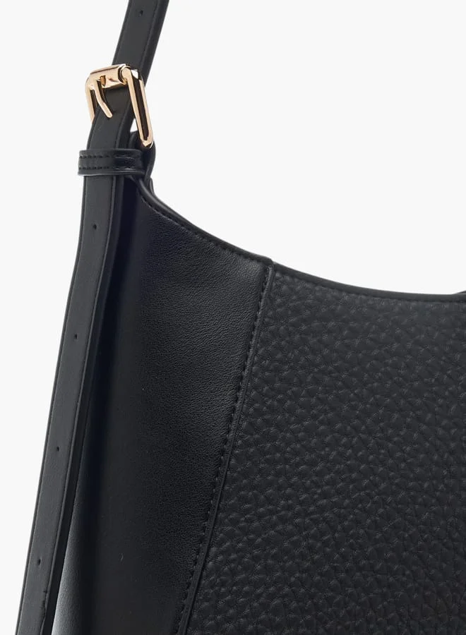سيليست Womens Textured Shoulder Bag With Adjustable Strap And Zip Closure