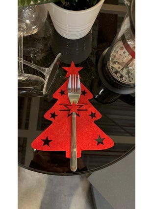 Masalsı Concept Fairytale Concept Red 6 Pieces Decorative Pine Tree Spoon Holder - New Year Table Decor Spoon Holder Serving Presentation 