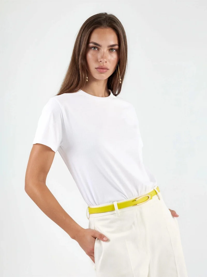 بوسيم BUSEM Plain Crew Neck Cotton T-Shirt