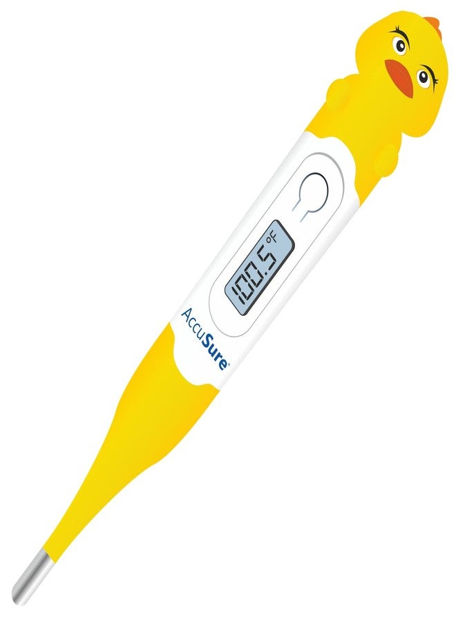 AccuSure Plastic Waterproof Instant Flexible And Soft Tip Digital Thermometer Kids Edition | Duck Design | High Accuracy 30 Second With Alarm | 01 Years Warranty, Pack Of 1 - Image 1