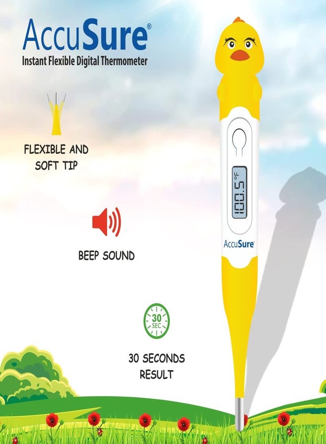 AccuSure Plastic Waterproof Instant Flexible And Soft Tip Digital Thermometer Kids Edition | Duck Design | High Accuracy 30 Second With Alarm | 01 Years Warranty, Pack Of 1 - Image 2
