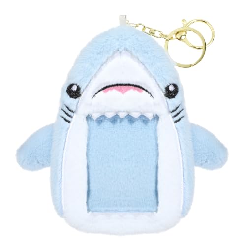 NEWEST Shark Plush Kpop Photocard Holder with Keychain, Cute Shark ID Badge Holder Protector Cover, Soft Cartoon Sea Creature Photo Case Sleeves Stationery for Idol ID Card Student Worker Bag Charm - Image 1