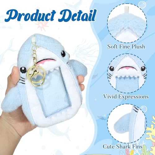 NEWEST Shark Plush Kpop Photocard Holder with Keychain, Cute Shark ID Badge Holder Protector Cover, Soft Cartoon Sea Creature Photo Case Sleeves Stationery for Idol ID Card Student Worker Bag Charm - Image 3