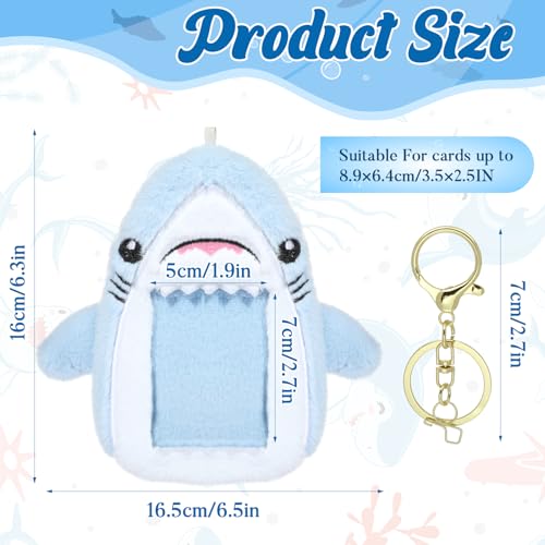 NEWEST Shark Plush Kpop Photocard Holder with Keychain, Cute Shark ID Badge Holder Protector Cover, Soft Cartoon Sea Creature Photo Case Sleeves Stationery for Idol ID Card Student Worker Bag Charm - Image 2