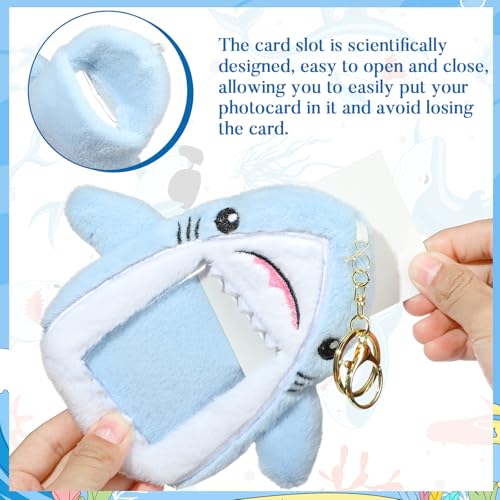 NEWEST Shark Plush Kpop Photocard Holder with Keychain, Cute Shark ID Badge Holder Protector Cover, Soft Cartoon Sea Creature Photo Case Sleeves Stationery for Idol ID Card Student Worker Bag Charm - Image 4